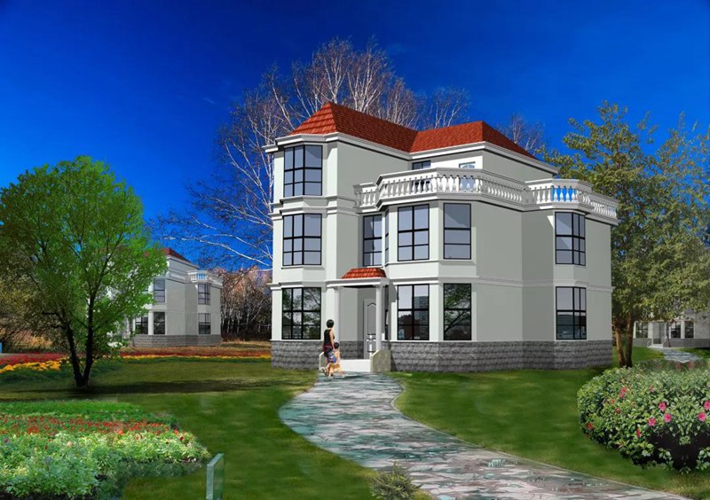 逢年過節整個家族都能住一起的容納性超強的鄉村三層自建別墅設計(圖4) 睿婕輕鋼別墅